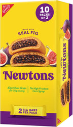 NEWTONS Soft Baked Real Fruit Fig Bars, Fig Cookies, 10 Snack Packs (2 Cookies Per Pack)