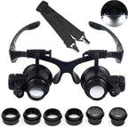 LXIANGN LED Head Mount Magnifier 10X 15X 20X 25X Hands-Free Magnifying Glass Headband Magnifier Visor with Light for Close Work,Jewelry,Craft,Watch,Hobby,Not for Reading