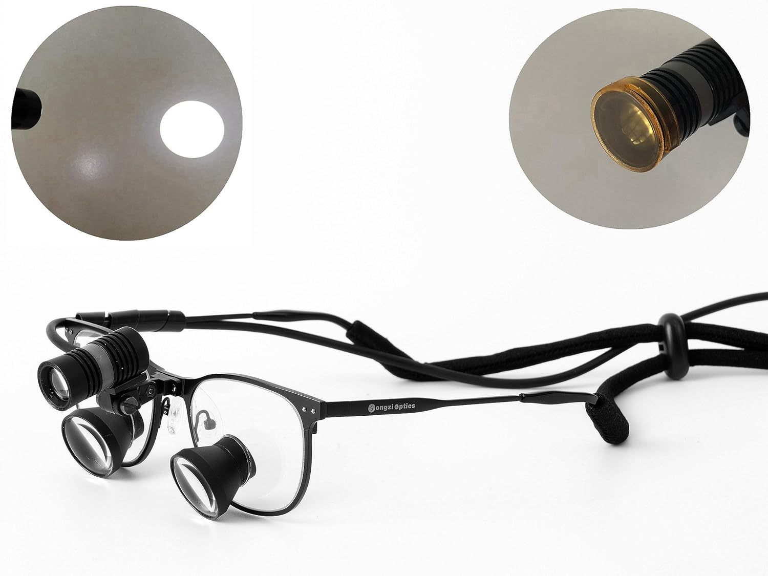 2.5X 3X 3.5X Songzi Optics Black Titanium Frame TTL Dental Surgical Loupes with Led Light Customized Wide Field of View (Magnification:3.5X, Near Pd 58mm)