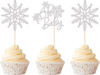 Rsstarxi 24 Pack Snowflake Oh Baby Cupcake Toppers Glitter Winter Frozen Them Cupcake Picks Baby Shower Cake Decorations for Snowflake Them Gender Reveal Christmas Kids Birthday Party Supplies Silver