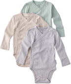 Butterblu Baby Sterling 3-pack Kimono Bodysuits 100% Organic Cotton Side Snap for Baby Boys & Girls
