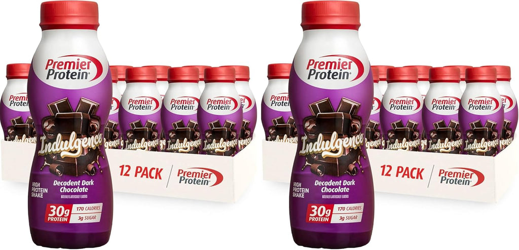 Premier Protein Shake INDULGENCE,Decadent Dark Chocolate,30g Protein,170 Calories,3g Sugar,11.5 fl oz (Packaging May Vary),(Pack of 24)