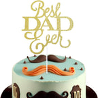 6 Pack Happy Father’s Day Cake Toppers, Glitter Cake Bunting Decor Best Dad Ever Love Father Cake Picks Party Decorations Supplies(Best DAD Ever, Gold)