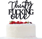 Thirty Fucking One Cake Topper - Happy 31st Birthday Cake Decor - Cheers to 31 Years Birthday Party Decorations Supplies, Black Glitter