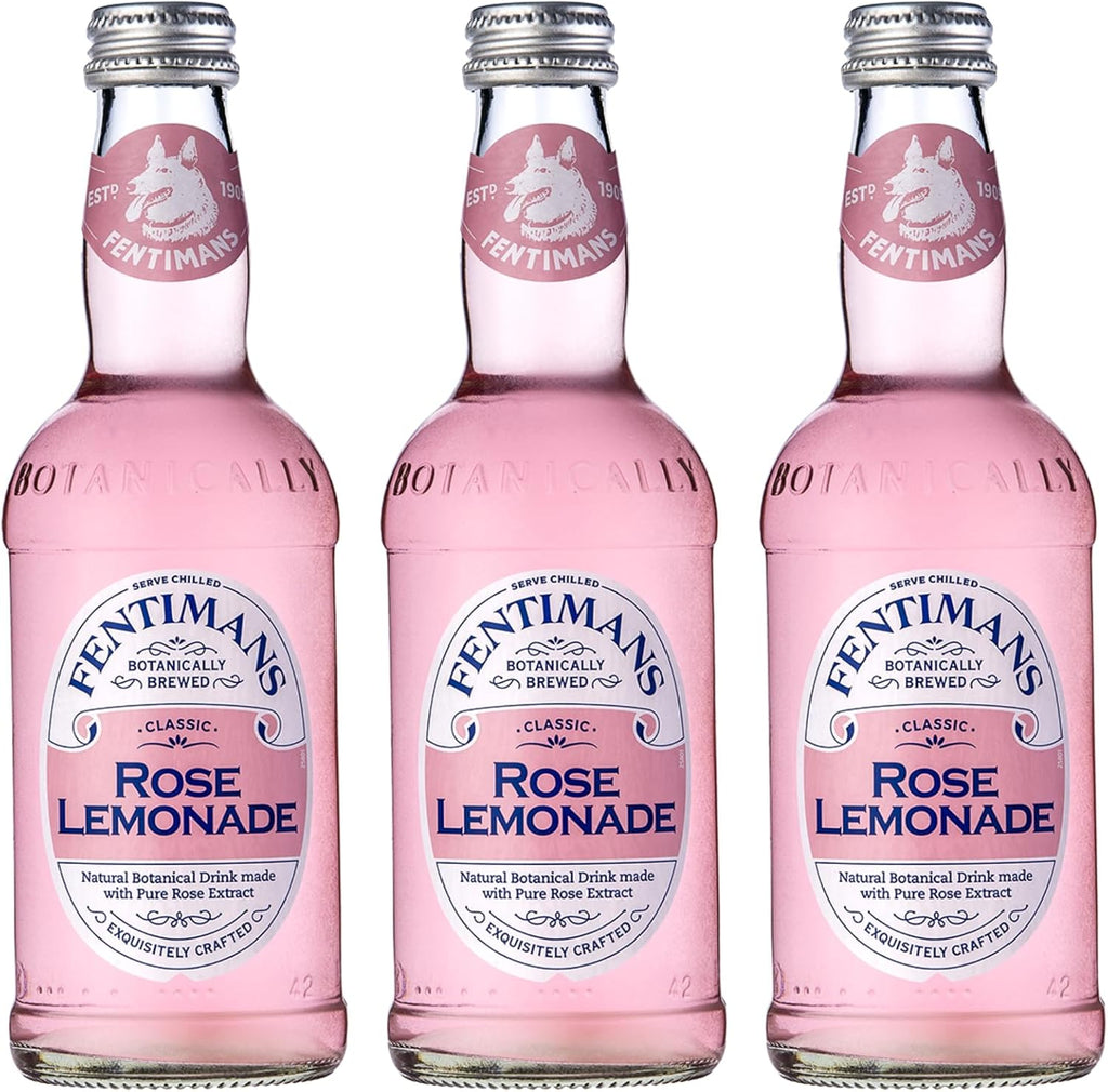 Fentimans Sparkling Rose Lemonade - Sparkling Pink Lemonade with Natural Ingredients & Pure Rose Extract, Mixer, Craft Soda, Botanically Brewed Lemonade - 9.3 Fl Oz (Pack of 3)
