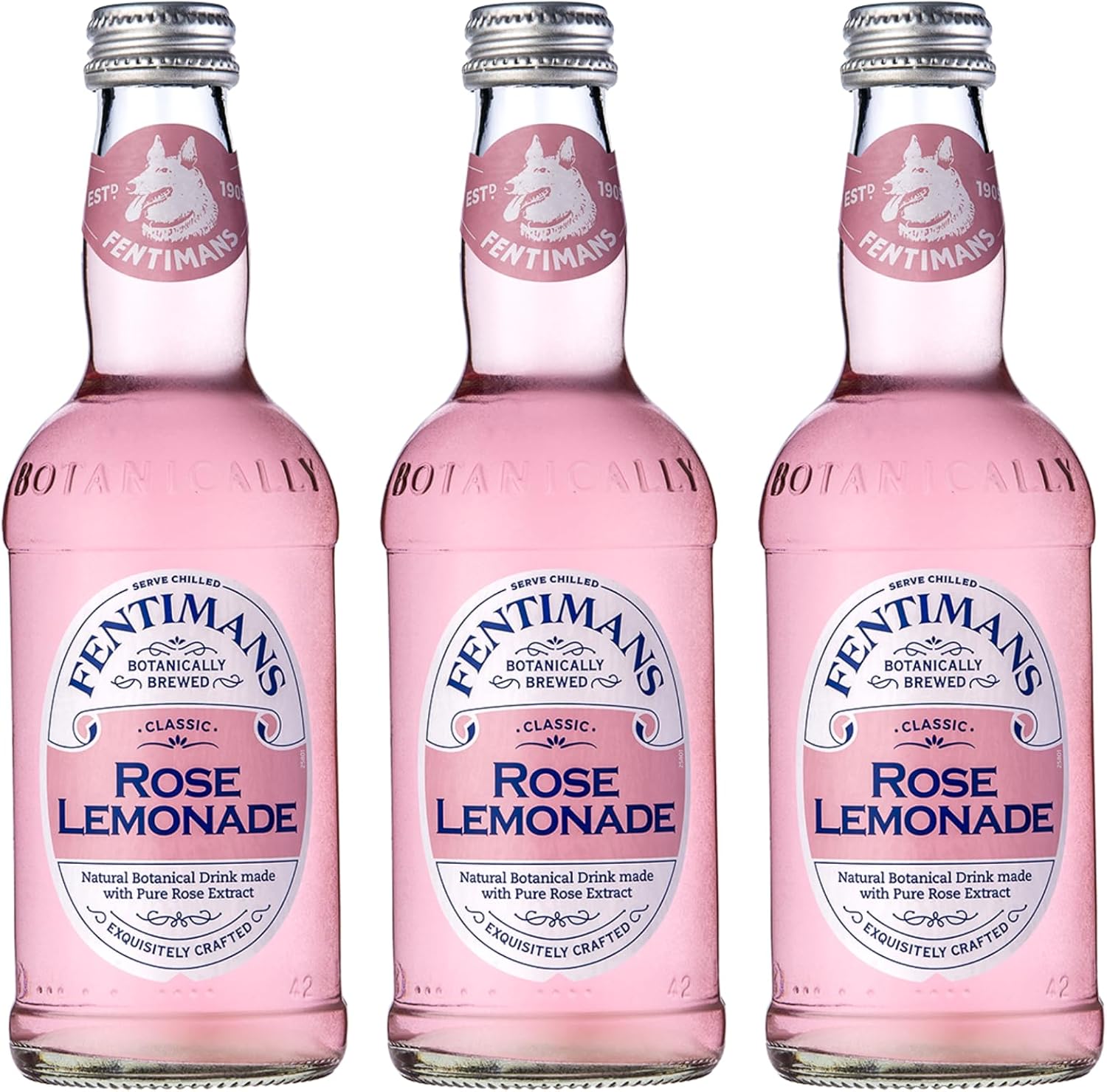 Fentimans Sparkling Rose Lemonade - Sparkling Pink Lemonade with Natural Ingredients & Pure Rose Extract, Mixer, Craft Soda, Botanically Brewed Lemonade - 9.3 Fl Oz (Pack of 3)