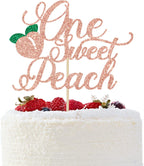 One Sweet Peach Cake Topper, Peach Baby Shower Cake Topper, Sweet as a Peach Baby Shower, Peach First Birthday Party Decorations, Rose Gold Glitter