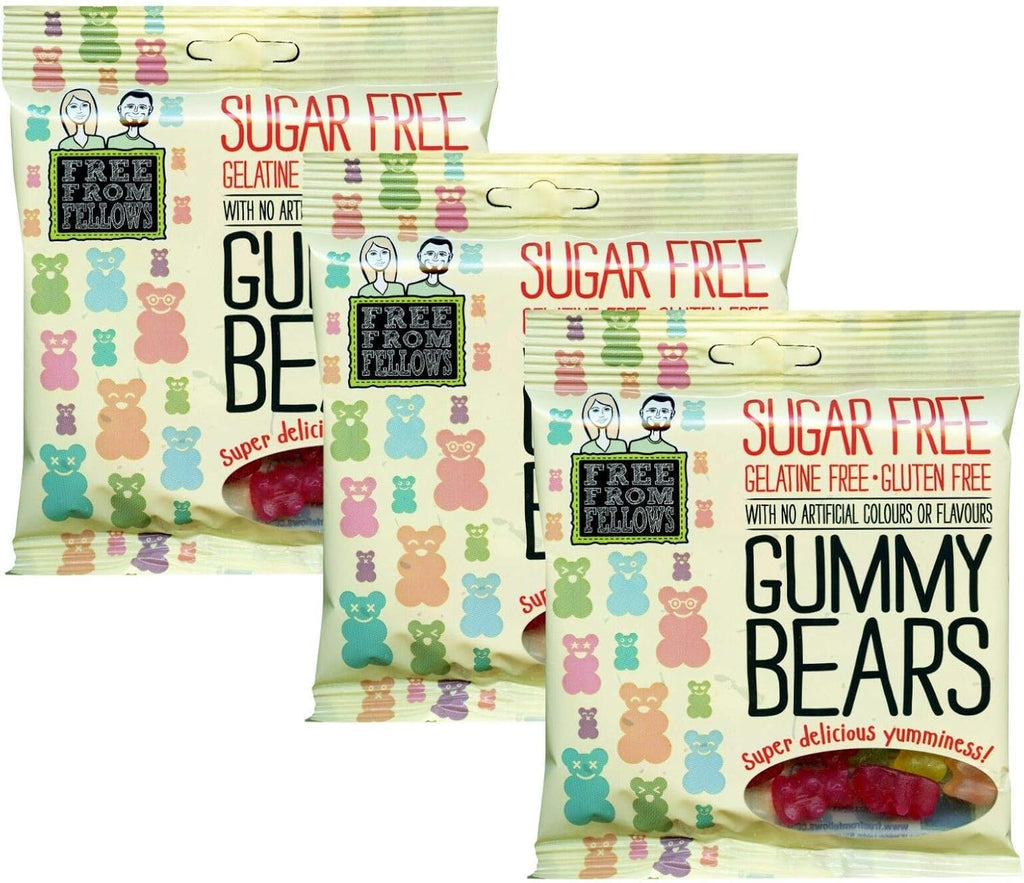 3 x Free From Fellows Sugar Free Gummy Bears Sweets 3.5oz
