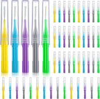 Patelai 50 Pieces Braces Brush for Cleaner Interdental Brush Between Teeth Toothpick Flosses Dental Flossing Head Oral Hygiene Tooth Cleaning Tool(Light Blue, Purple, Yellow, Gray, Light Green)