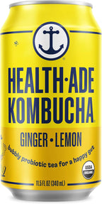 Health-Ade Ginger-Lemon Kombucha, Organic Drink, 12-Pack (11.5 Fl Oz Cans) - Fermented Tea with Probiotics, Detoxifying Acids, Supports Gut Health - Non-GMO, Vegan, Gluten-Free