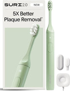 SURI 2.0 New Sonic Electric Toothbrush with Pressure Sensor | 1 Month+ Battery | Designed in California | Electric Toothbrush for Adults | Travel Toothbrushes | Tooth Brush | Green