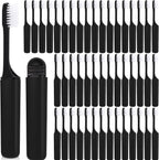 Rtteri 50 Pcs Travel Toothbrush Kit Bulk Folding Tooth Brush with Cover Transparent Potable Travel Size Mini Toothbrush Small Foldable Manual Tooth Brushes for Adult Camping School (Black Matte)
