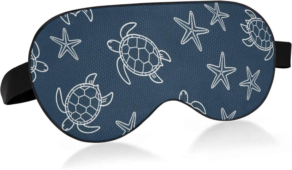 Burbuja Turtles Starfishes Sleep Mask for Women Men, Cooling Eye Mask Side Sleeper Blackout Blindfold with Adjustable Elastic Strap for Traveling