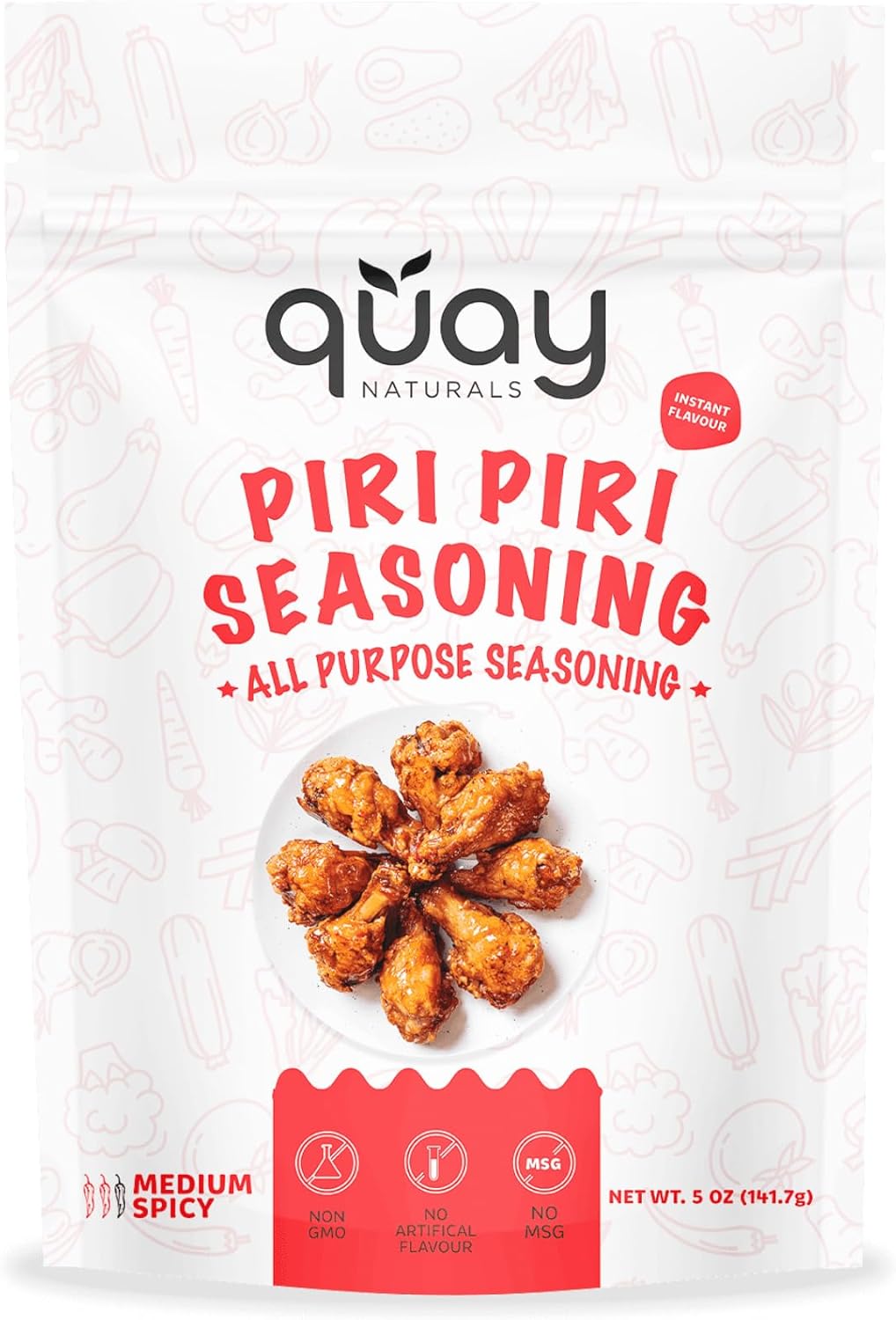 Quay Naturals Piri Piri Seasoning Mix, 5 oz - Original Flavor - Perfect for Chicken, Seafood & Fries - Multi Purpose Peri Peri Spice Rub & Blend - No Preservatives, Colors & Additives - Non GMO
