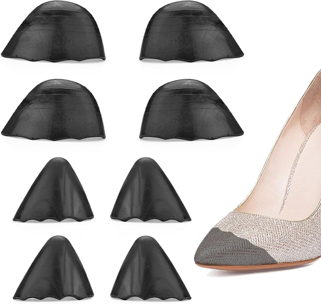 ASTIMES 4 Pairs Black Round & Pointed Head Shoe Filler, Shoe Toe Inserts Cushion Make Shoes Fit, PU Stuffers for Shoes Too Big, Size Reducer for Loose Man Sneakers Flats (Black, large)