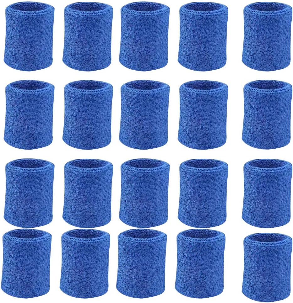 10 Pairs Sports Wristbands, Wrist Sweatbands for Men & Women, Stretchy & Sweat Absorbing Cotton Terry,Perfect for Basketball, Football, Tennis, Soccer, Running & Working Out