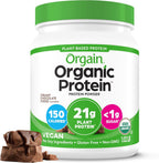 Orgain Organic Vegan Protein Powder, Creamy Chocolate Fudge - 21g Plant Protein, 7g Prebiotic Fiber, Low Net Carb, No Lactose Ingredients, No Added Sugar, Non-GMO, For Shakes & Smoothies, 1.02 lb