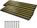 VEVOR Rubber Curb Ramps for Driveway, 2 Pack Threshold Bridge, 33069 lbs Load Capacity, 2.5" Rise, with Reflective Safety Strips, Ideal for Cars, RVs, Scooters and Motorcycles to Prevent Car Scraping