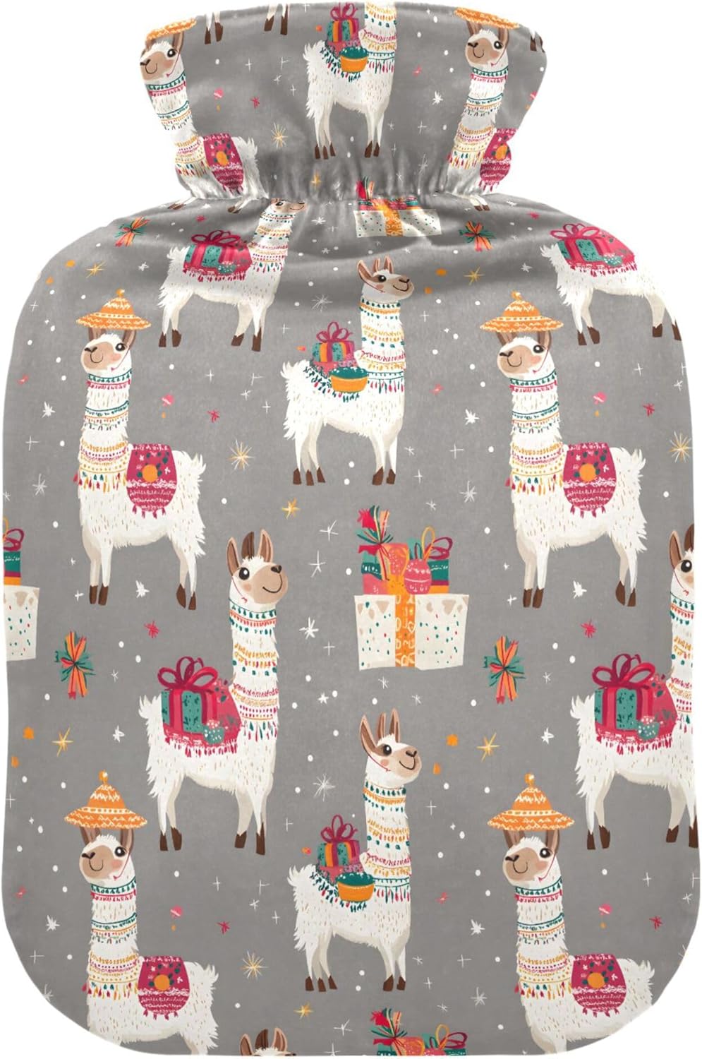 2 L Hot Water Bottle Alpaca Cute Hot Water Bottle with Cover Soft Velvet Hot Water Bag for Pain Relief Hot Water Bottle for Winter Bed for Hands