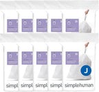 simplehuman Code J 200 Count, Dispenser Pack Custom Fit Liners, Drawstring Trash Bags, 30-45 Liter / 8-12 Gallon, White