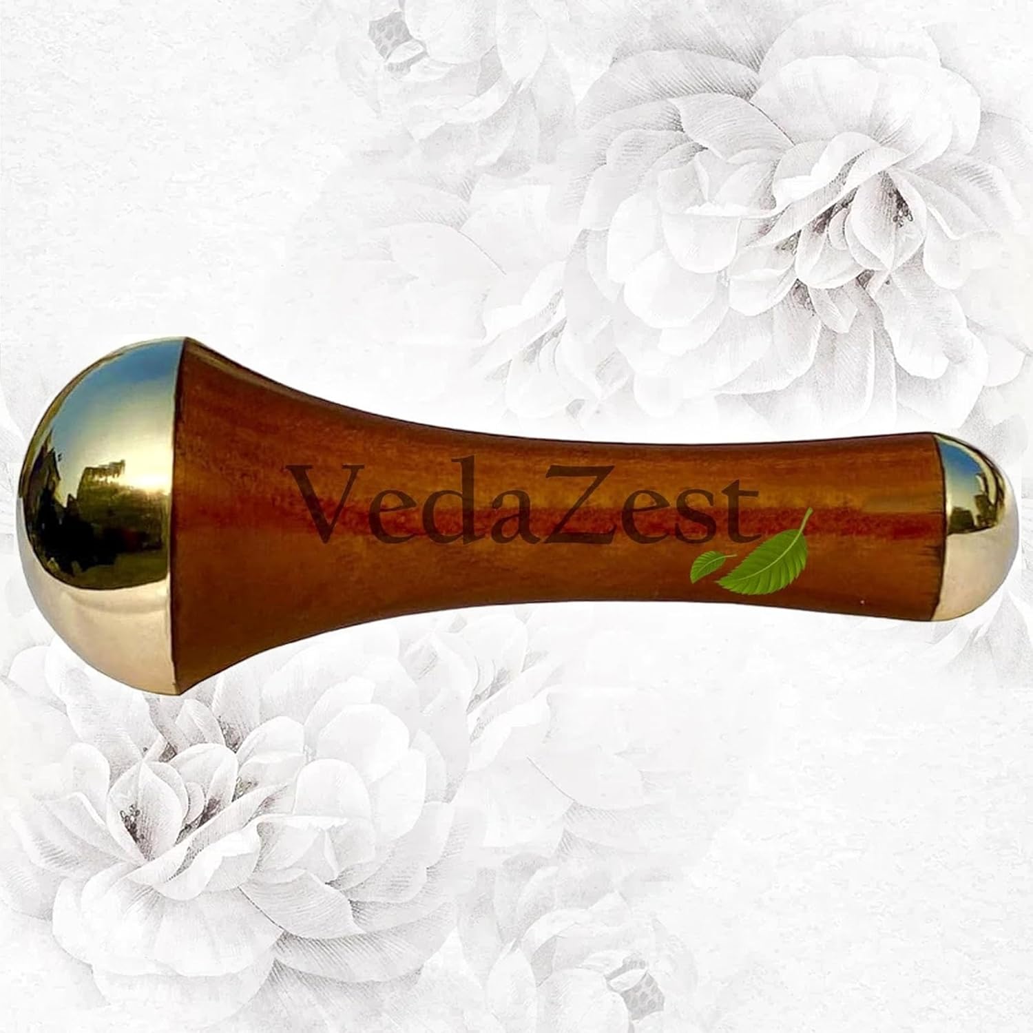 Face Acupoint Kansa Wand Massager with Teak Wood Handle for Detoxification and Deep Relaxation (Natural KANSA 2 in 1) Size: 4.5 DSN