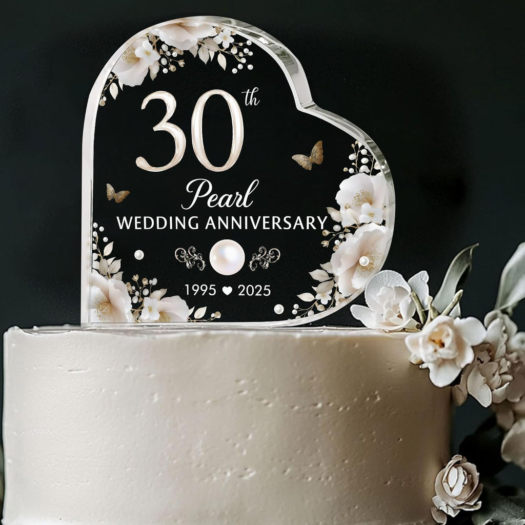 30th Wedding Anniversary Acrylic Cake Topper, 30 th Pearl Anniversary Decorations, 30 Wedding Topper, 30 Years Of Marriage Gifts, Wedding Keepsake Gift