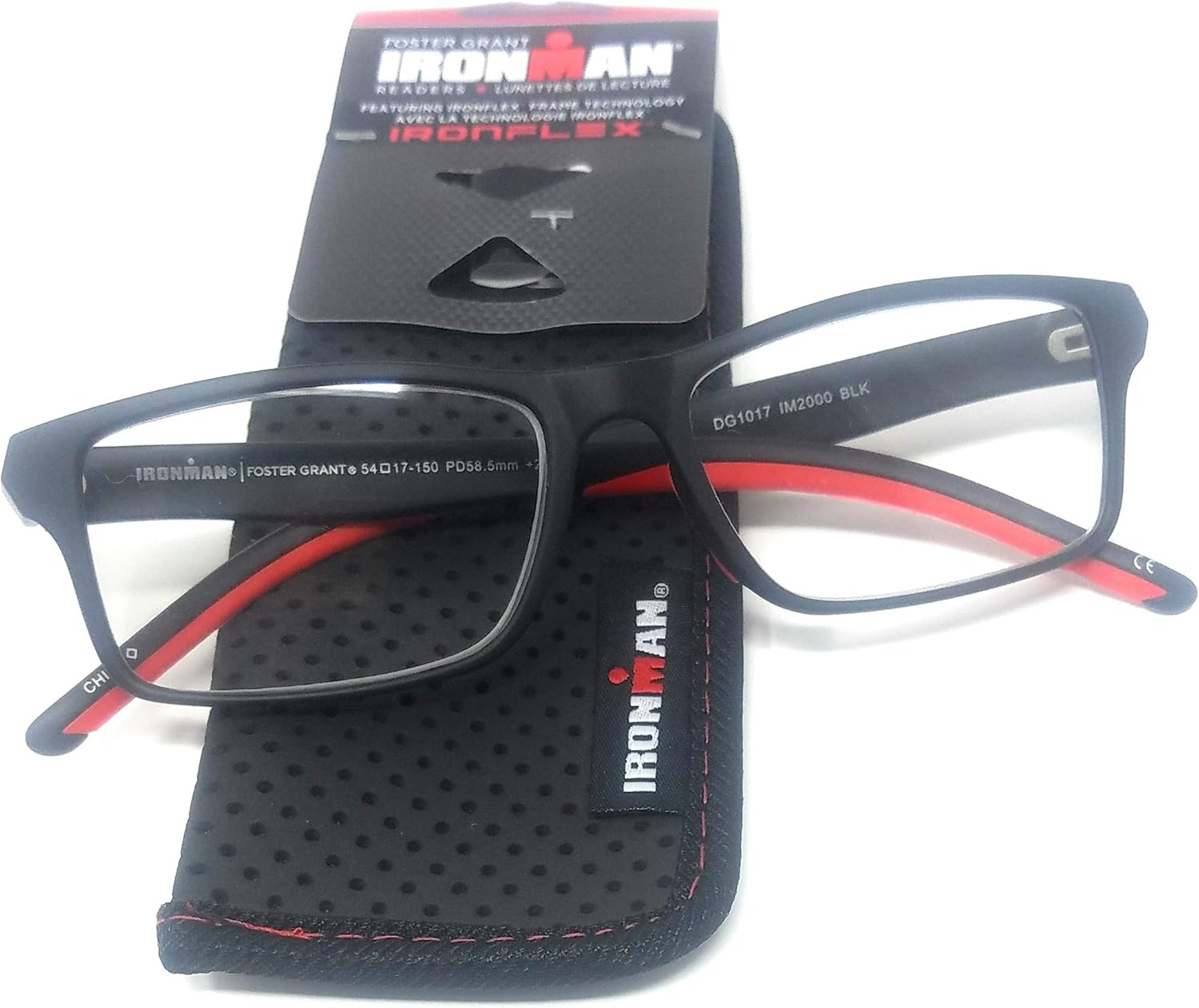 Foster Grant Ironman Reading Glasses, Black/Red (+2.50)
