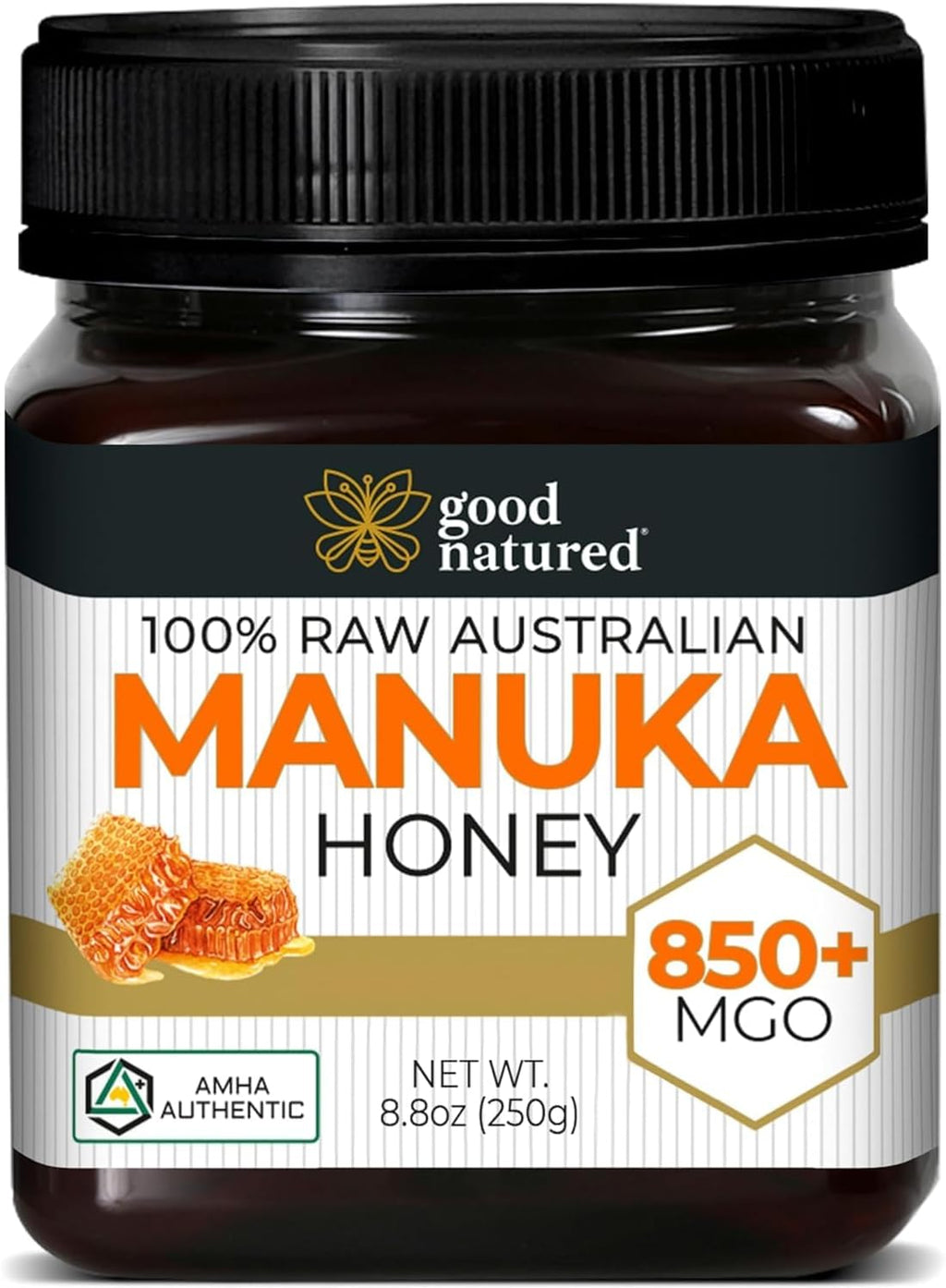 Good Natured Manuka Honey (MGO 850+) - High Grade Raw Manuka Honey Medical Grade, Non-GMO, Lab-Tested & AMHA Certified, BPA-free, 8.8 oz