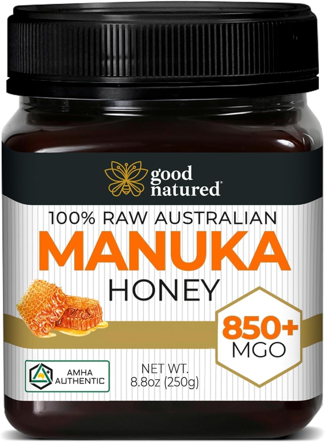 Good Natured Manuka Honey (MGO 850+) - High Grade Raw Manuka Honey Medical Grade, Non-GMO, Lab-Tested & AMHA Certified, BPA-free, 8.8 oz