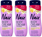 Nair Body Cream Hair Remover, Nourishing Oat Milk & Vanilla, Dermatologist Tested, 7.9 oz (Pack of 3)