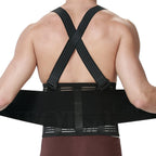 NeoTech Care Back Brace with Suspenders for Work - Industrial Lifting Safety, Elastic Compression, Hook & Loop Closure (Black, Size M)