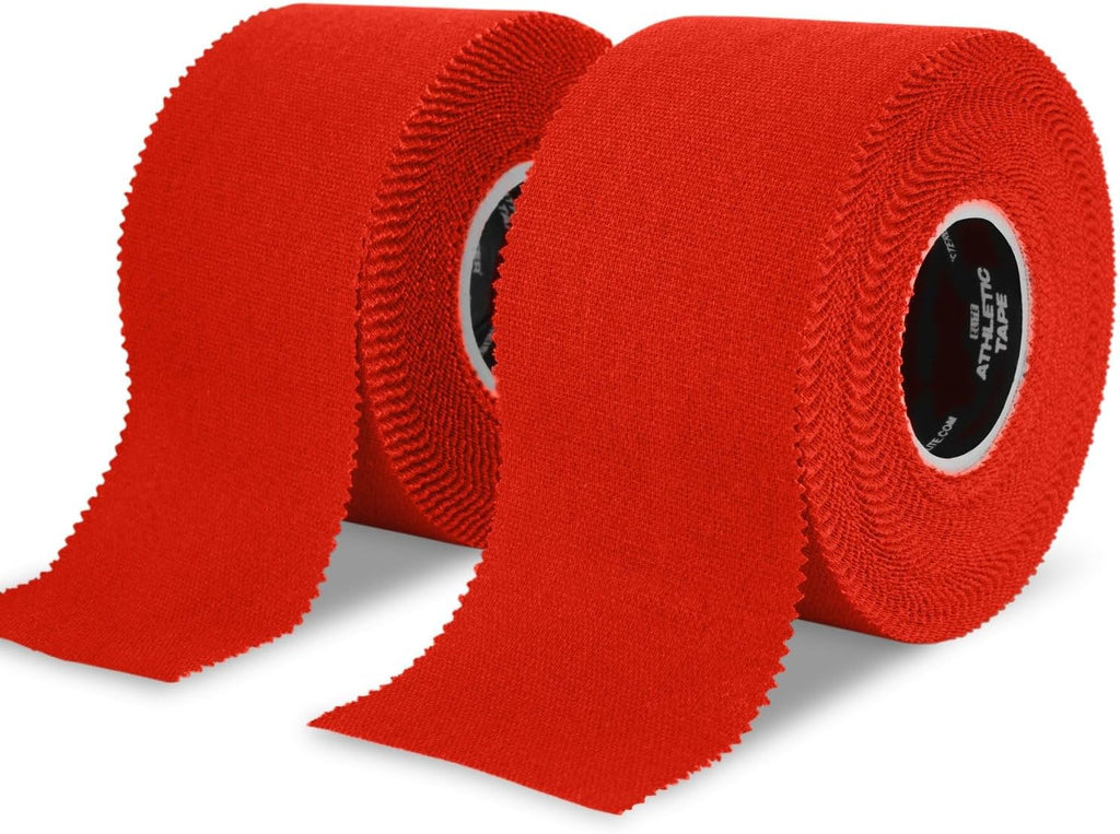 Meister Elite Athletic Tape - Breathable High-Adhesive Trainer's Tape - 2 Roll Pack - Red