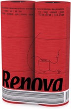 Renova Red Toilet Paper 3-Ply -Ideal for Decorating Your Home or Office - Pack of 6 Compact Size Rolls- 140 Sheets - Eco-label Certified - Dermatologically Tested - Septic Safe - Sustainable & Soft