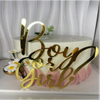 Boy or Girl Cake Topper - Gender Reveal Cake Toppers,Baby Shower Cake Decoration for Pregnancy Announcement/welcome Baby Party Supplies Birthday Party Decor(Gold Acrylic)