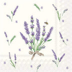 IHR Ideal Home Range Cocktail Napkins Disposable 3-Ply Paper Party Napkin Pack, 5" x 5", Bouquet of Lavender, 20-Count