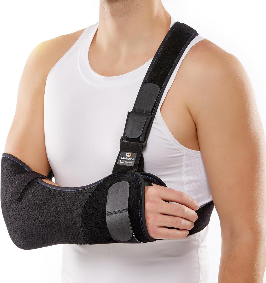 Comforband Duluxe Shoulder Immobilizer Arm Sling – Medical Sling with Adjustable Shoulder and Waist Straps for Torn Rotator Cuff, Clavical, Elbow, Forearm Injury (Large)