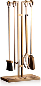 2WAYZ FLAMELY 5-Piece Fireplace Tools Set - Includes Fire Poker, Shovel, Brush, Tongs, Stand - Heavy-Duty Fireplace Accessories and Fire Tools for Indoor or Outdoor Use