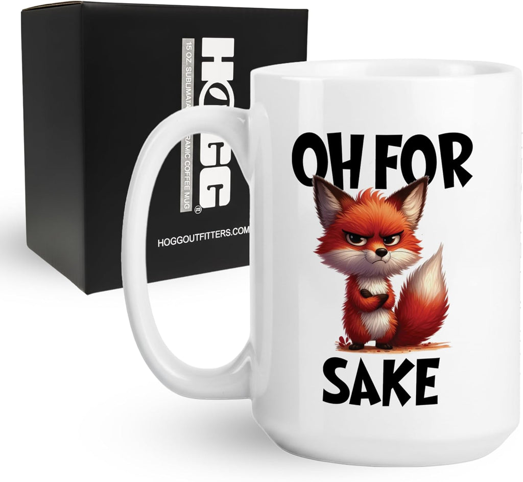 Hogg For Fox Sake Mug, 15 oz Ceramic Sarcastic Coffee Cup, Oh For Fox Sake Coffee Mug, Funny Office Gifts, Funny Work Gifts