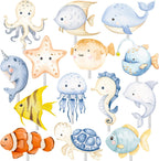 36Pcs Ocean Animal Cupcake Toppers Sea Animals Party Cupcake Sticks Ocean Animal Birthday Cake Picks Sea Theme Party Decorations for Under the Sea Baby Shower Supplies
