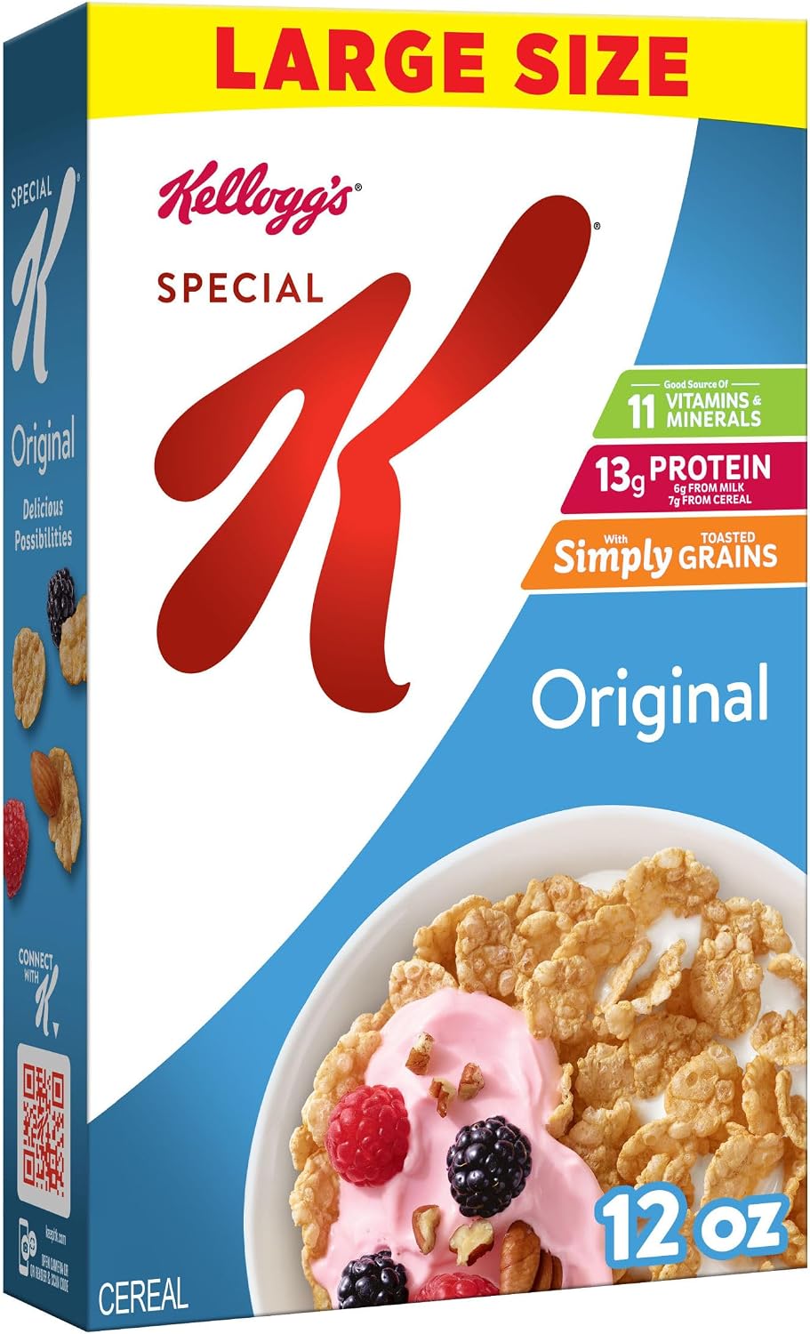 Kellogg's Special K Breakfast Cereal, Family Breakfast, Fiber Cereal, Large Size, Original, 12oz Box (1 Box)