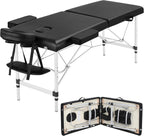Yaheetech Massage Tables Portable Massage Bed Aluminium Height Adjustable Facial Salon Tattoo Bed with Non-Woven Bag, 22 inch Width Black
