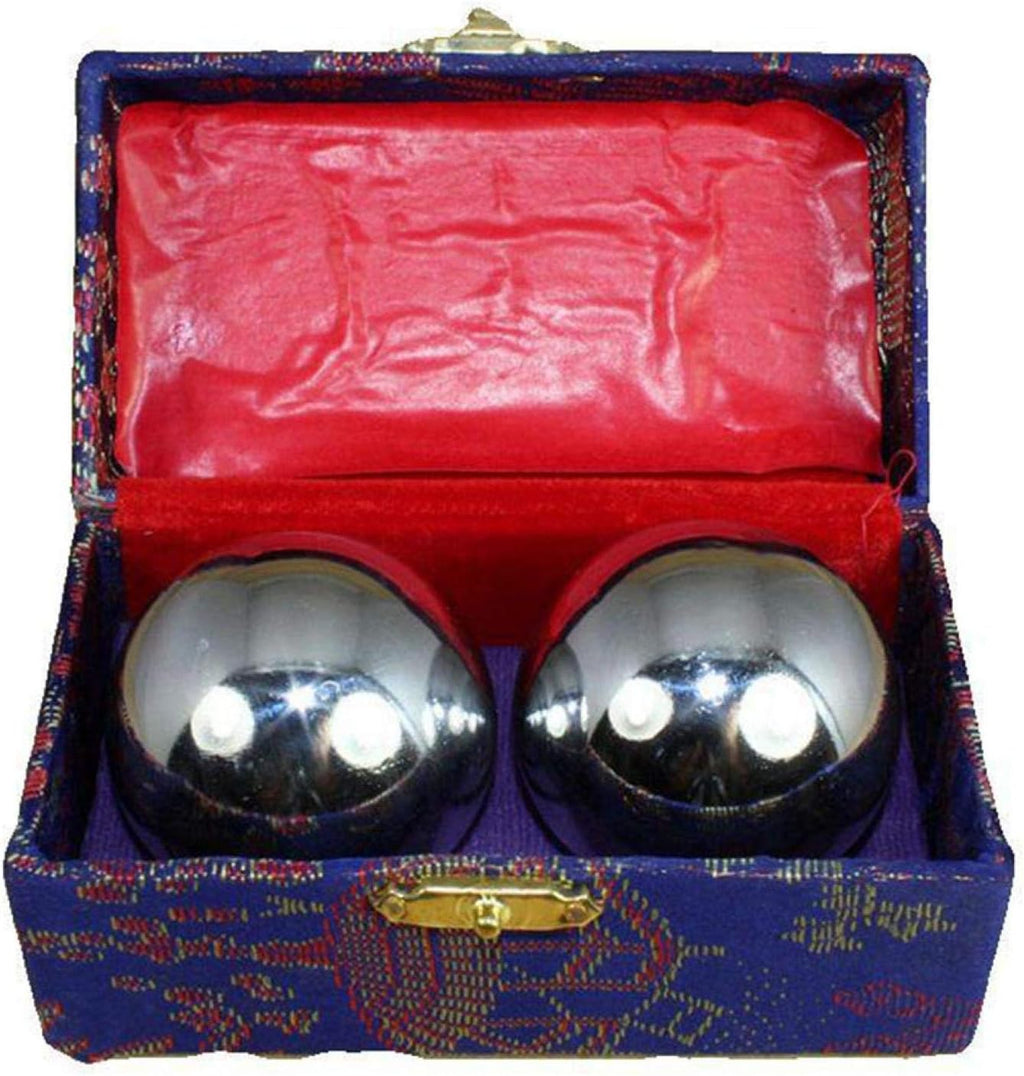2pcs Baoding Balls Chinese Health Exercise Stress Balls with Box Meditation Massage Handball(Silver,Dia 1.69inch,Box Color Random)