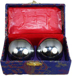 2pcs Baoding Balls Chinese Health Exercise Stress Balls with Box Meditation Massage Handball(Silver,Dia 1.69inch,Box Color Random)
