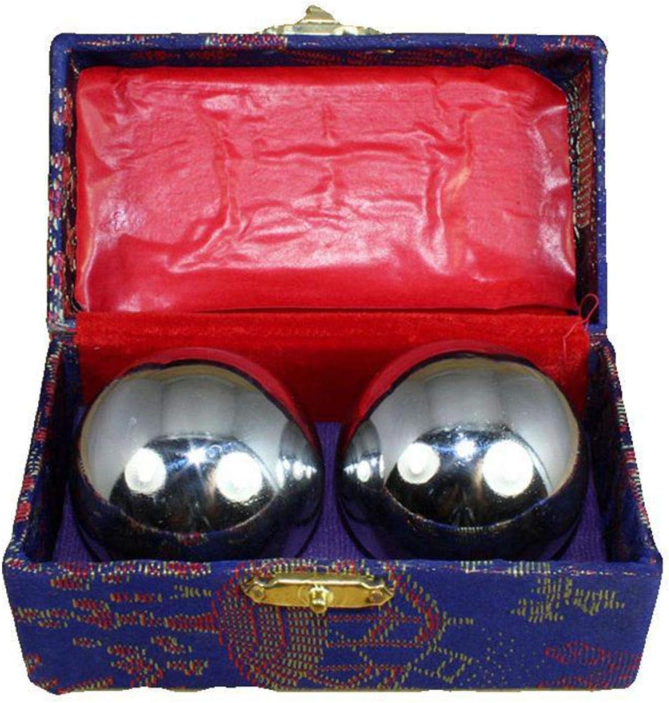 2pcs Baoding Balls Chinese Health Exercise Stress Balls with Box Meditation Massage Handball(Silver,Dia 1.69inch,Box Color Random)