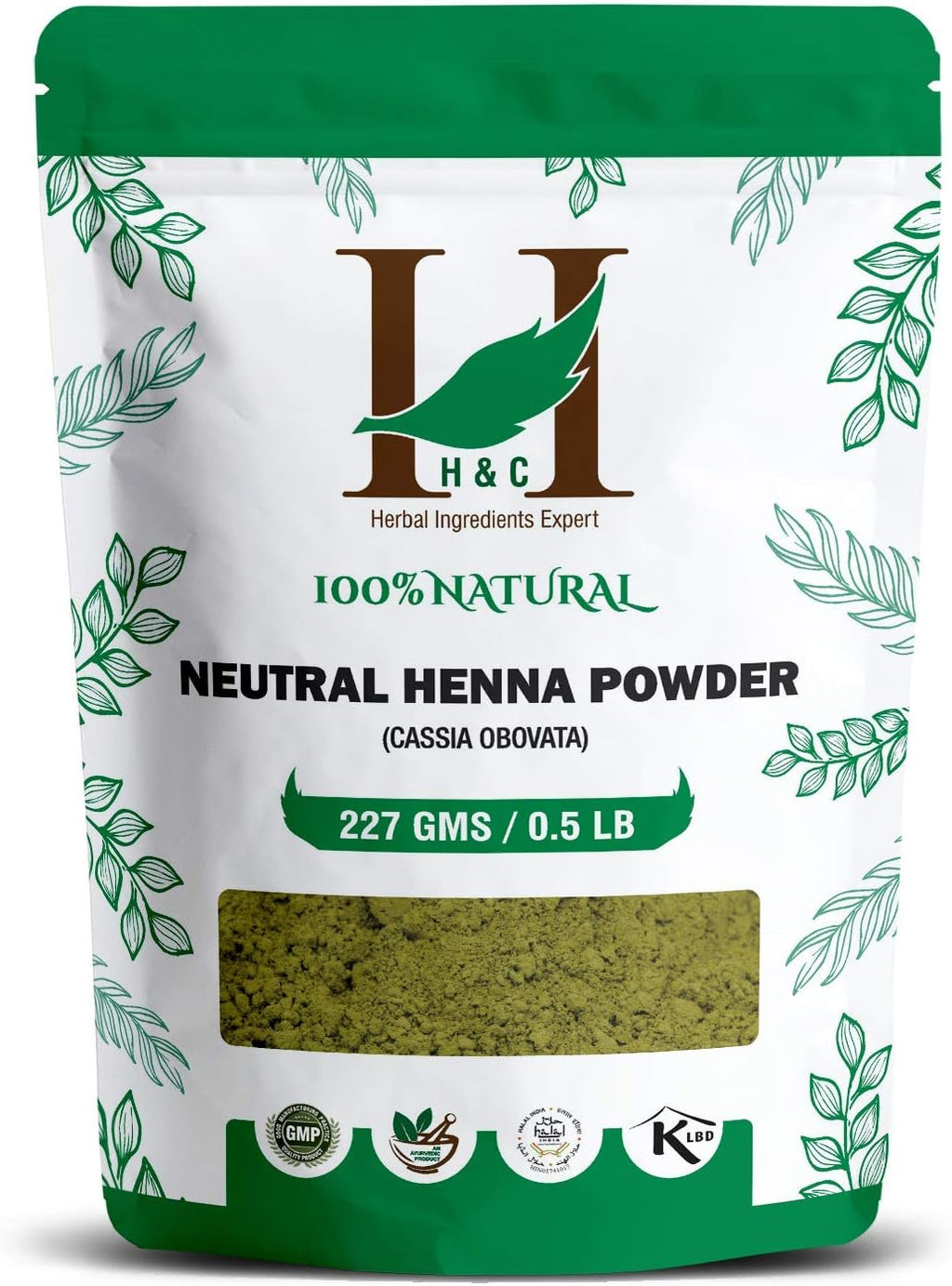 H&C 100% Pure Neutral Henna Powder/Colorless Henna/Senna Powder/Cassia Obovata (227g / (1/2 lb) / 8 ounces) For conditioning your hair without coloring.