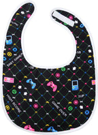 Littleforbig Cotton Waterproof Babydoll Printed Adult Bib with Adjustable Hook-and-Loop Fastener Closure - Baby Gamer Adult Bib