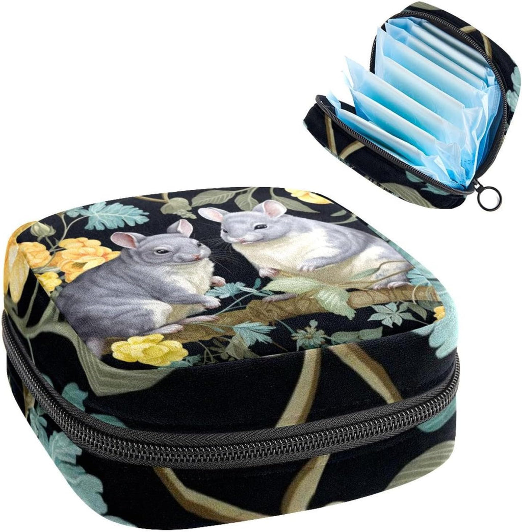 Period Bags for School, Sanitary Napkin Storage Bag for Feminine Pads, Chinchilla Ladies Menstrual Cup Pouch Sanitary Pads Organizer