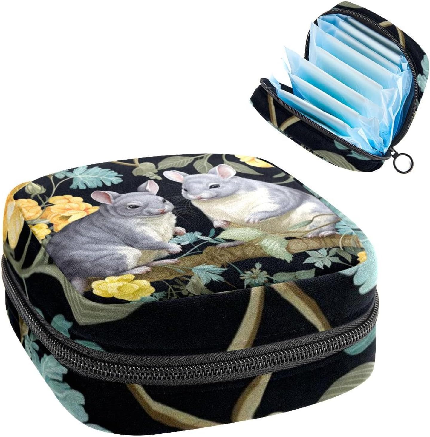 Period Bags for School, Sanitary Napkin Storage Bag for Feminine Pads, Chinchilla Ladies Menstrual Cup Pouch Sanitary Pads Organizer