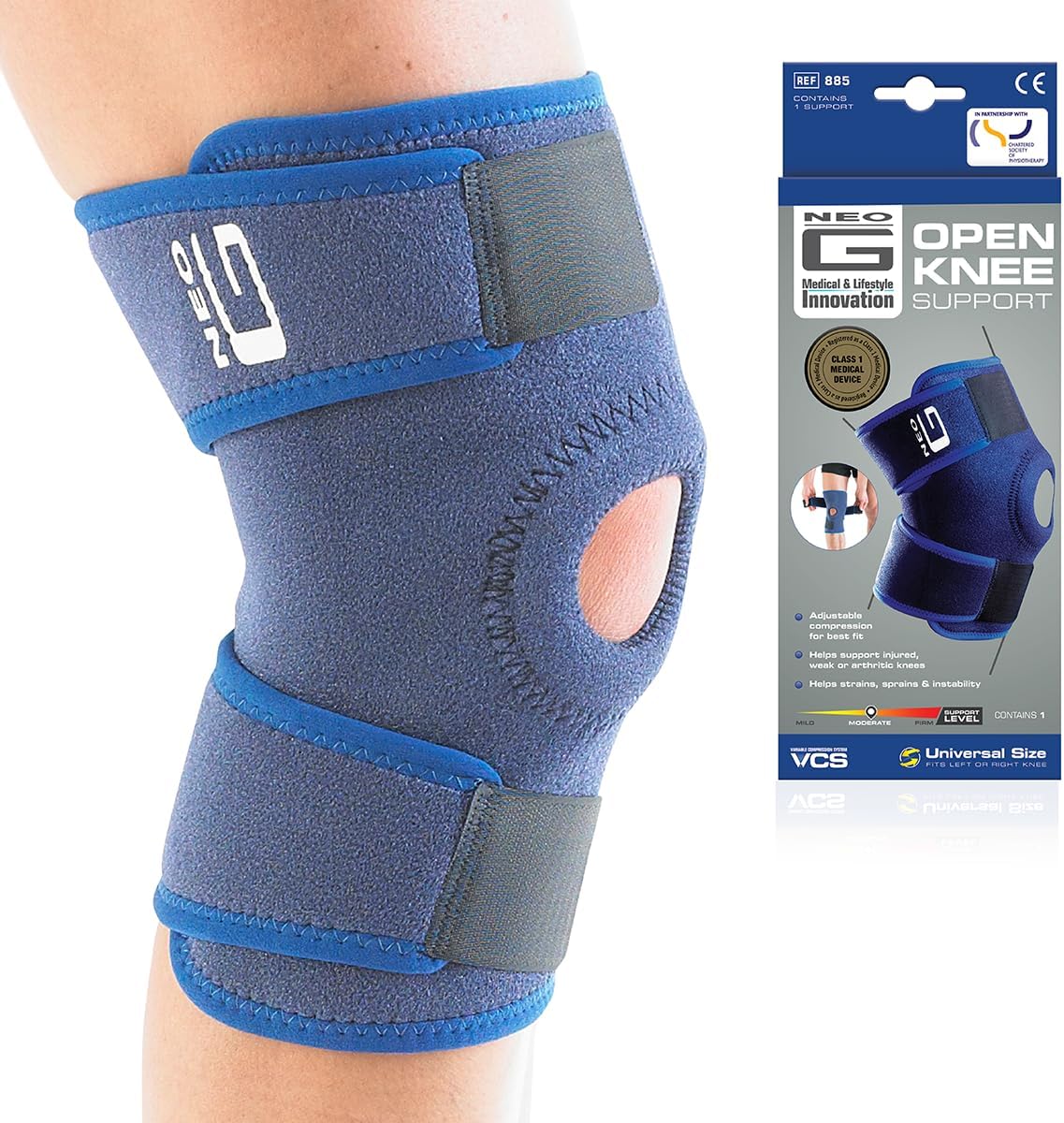 Neo-G Knee Support, Open Patella – Knee Support for Knee Pain Arthritis, Joint Pain Relief, Meniscus tear, runners knee, patella injuries – Knee support for women and men - Adjustable Compression