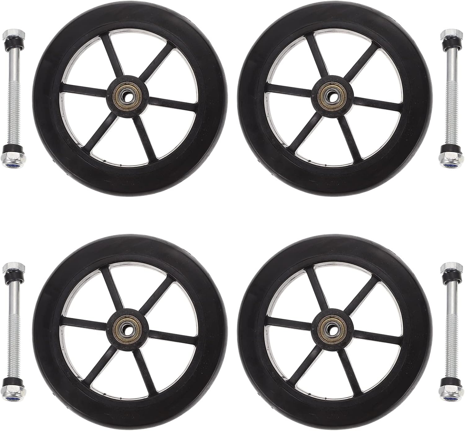 7 Inch Wheels for Walker Replacement Wheels 4Pcs Wheelchair Front Castor Replacement: Drive Walker Parts Universal Fit Black